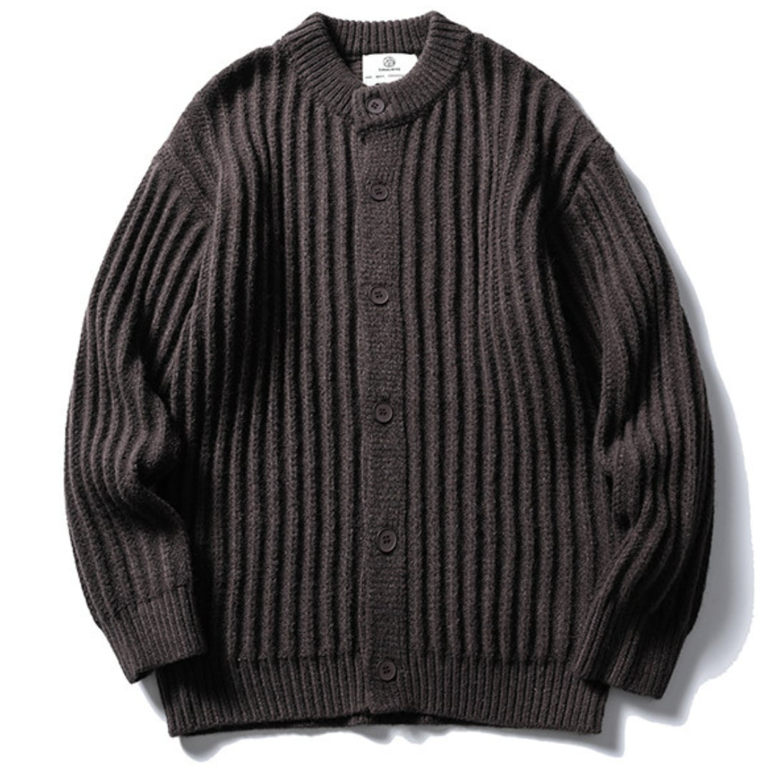 Ribbed crew neck cardigan B845