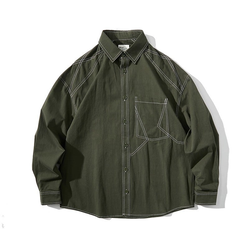 ステッチ デザイン 長袖シャツ B048