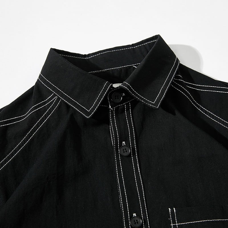 ステッチ デザイン 長袖シャツ B048