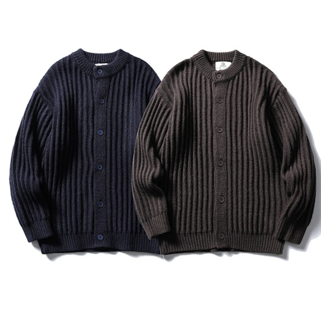 Ribbed crew neck cardigan B845