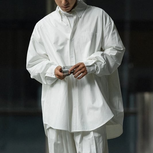 Oversized button-down long sleeve shirt A046