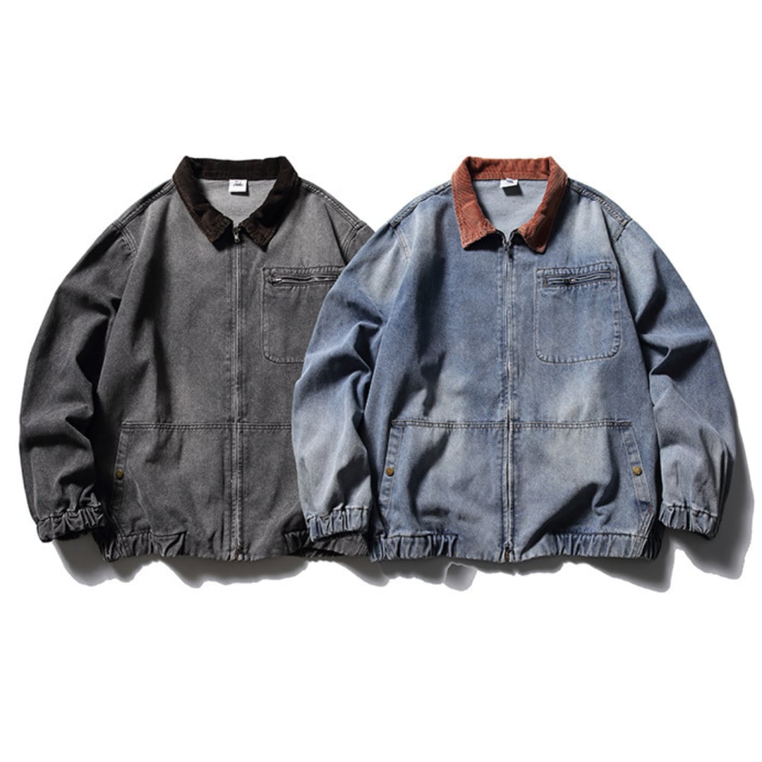 コーデュロイカラー デニムZIPジャケット B659