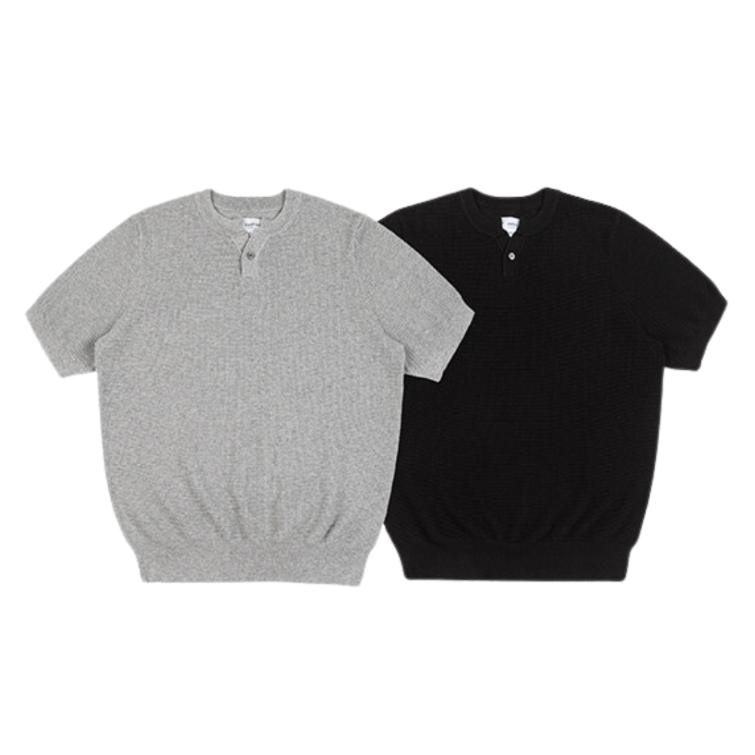 ワンボタンヘンリー ワッフル Tシャツ N501