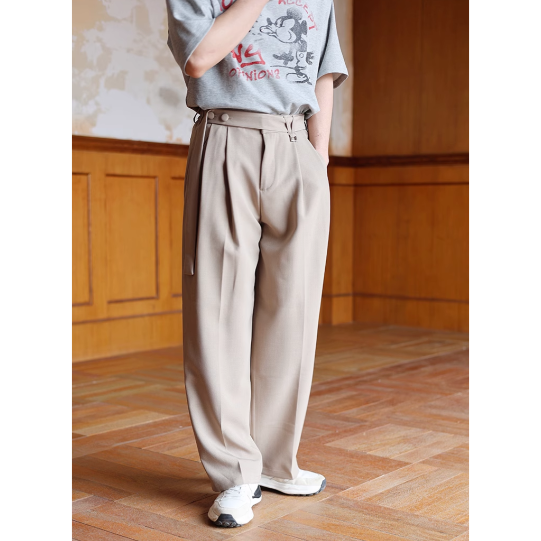 ポリエステル ベルテッド ワイドタックパンツ N298