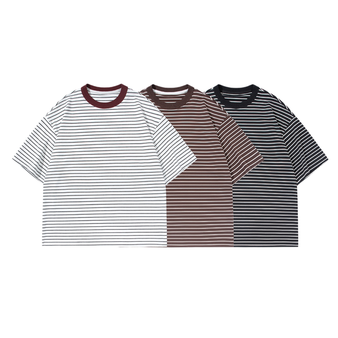 細ボーダー ストレッチレーヨン Tシャツ N1632