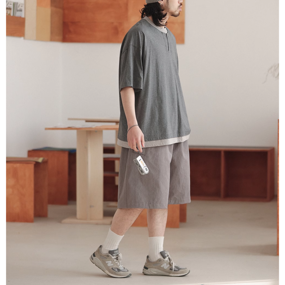 フェイクレイヤード スリットネック Tシャツ N267