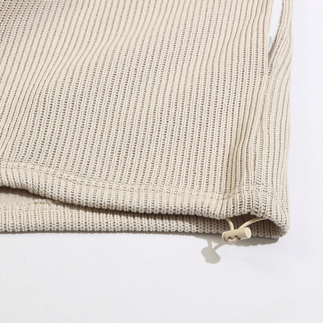 Rib knit half zip pullover N082