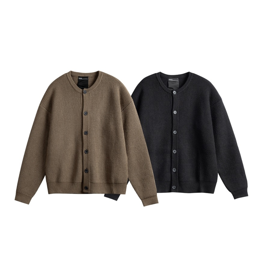 リブニット クルーネック カーディガン N1016