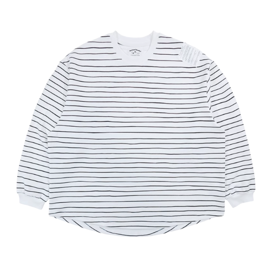 ラウンドヘム ラベル付き ボーダー ロングスリーブTシャツ N295