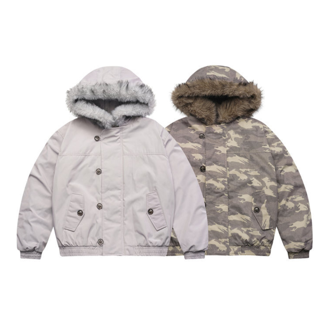 カモフラージュ ファーフード ジャケット N943