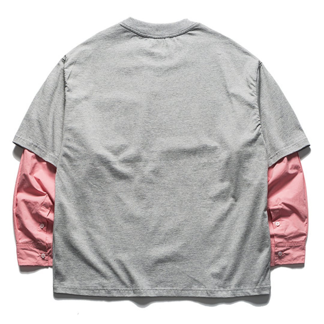 フェイクレイヤード バイカラーTシャツ B848