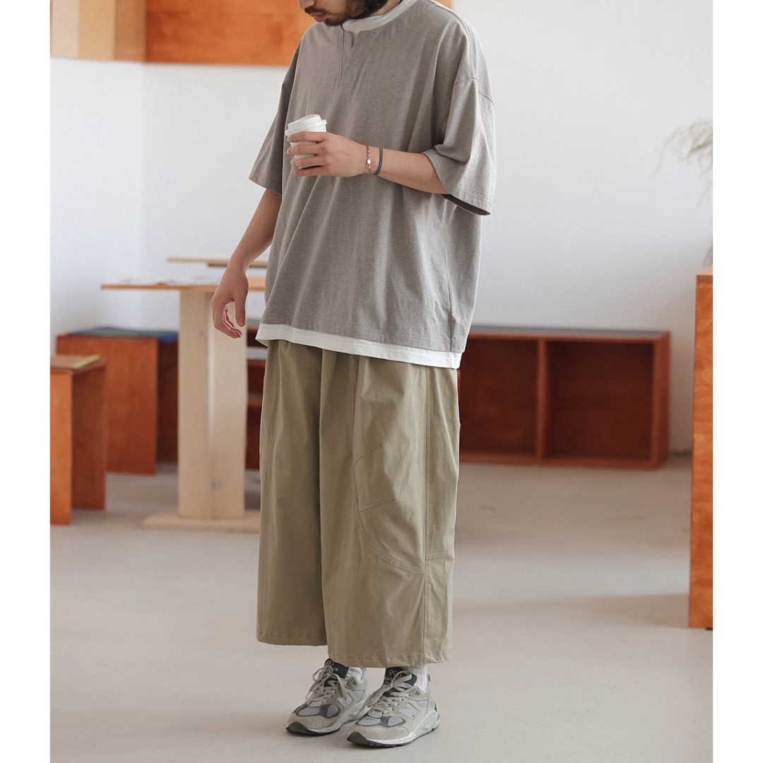 フェイクレイヤード スリットネック Tシャツ N267