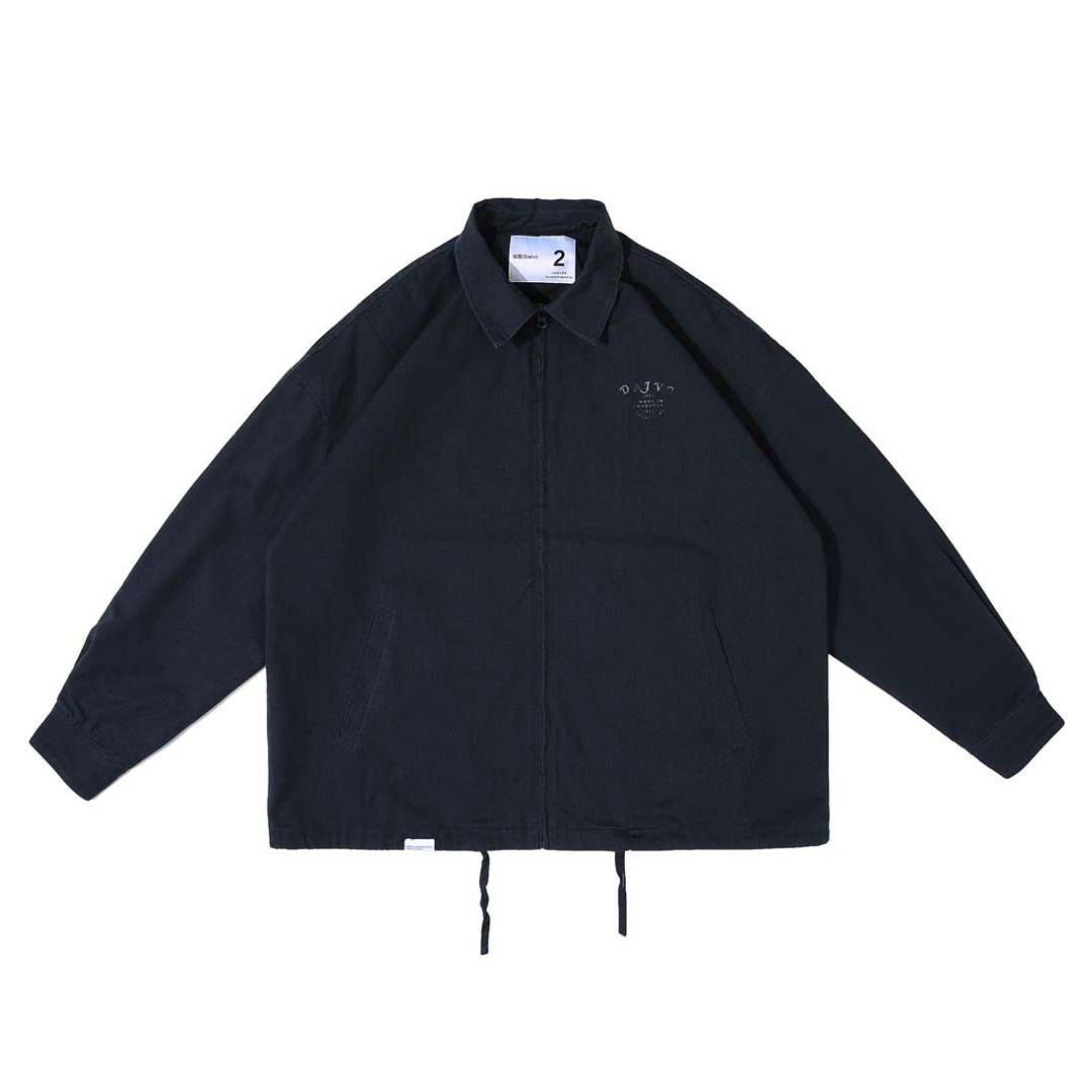 Drawstring hem logo print collared jacket N115
