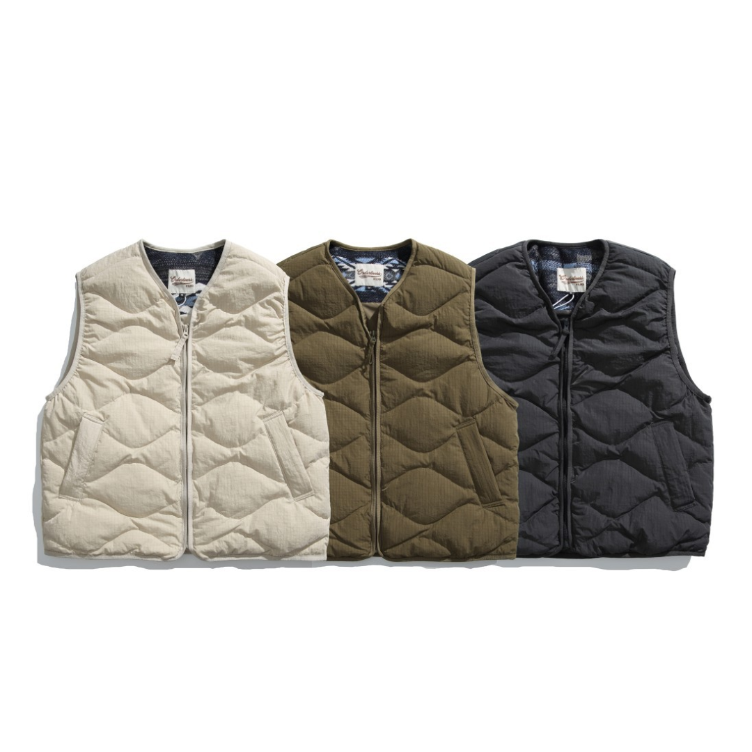 No-collar wave quilted vest N078