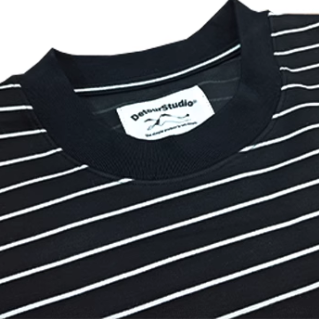 ラウンドヘム ラベル付き ボーダー ロングスリーブTシャツ N295