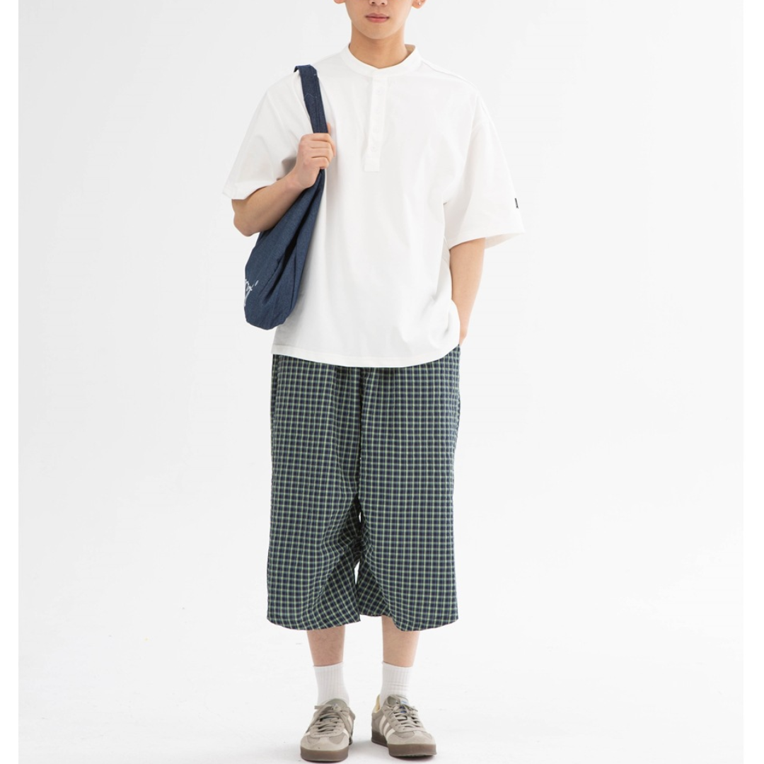 コットンポリエステル ヘンリーネック Tシャツ N446