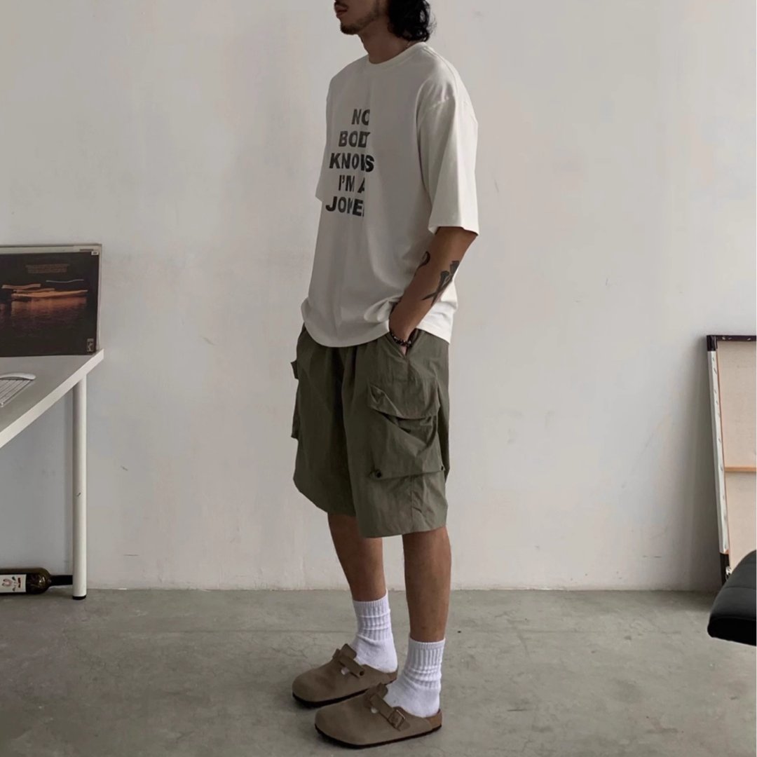 リップストップ ナイロン ワイドショートパンツ N498