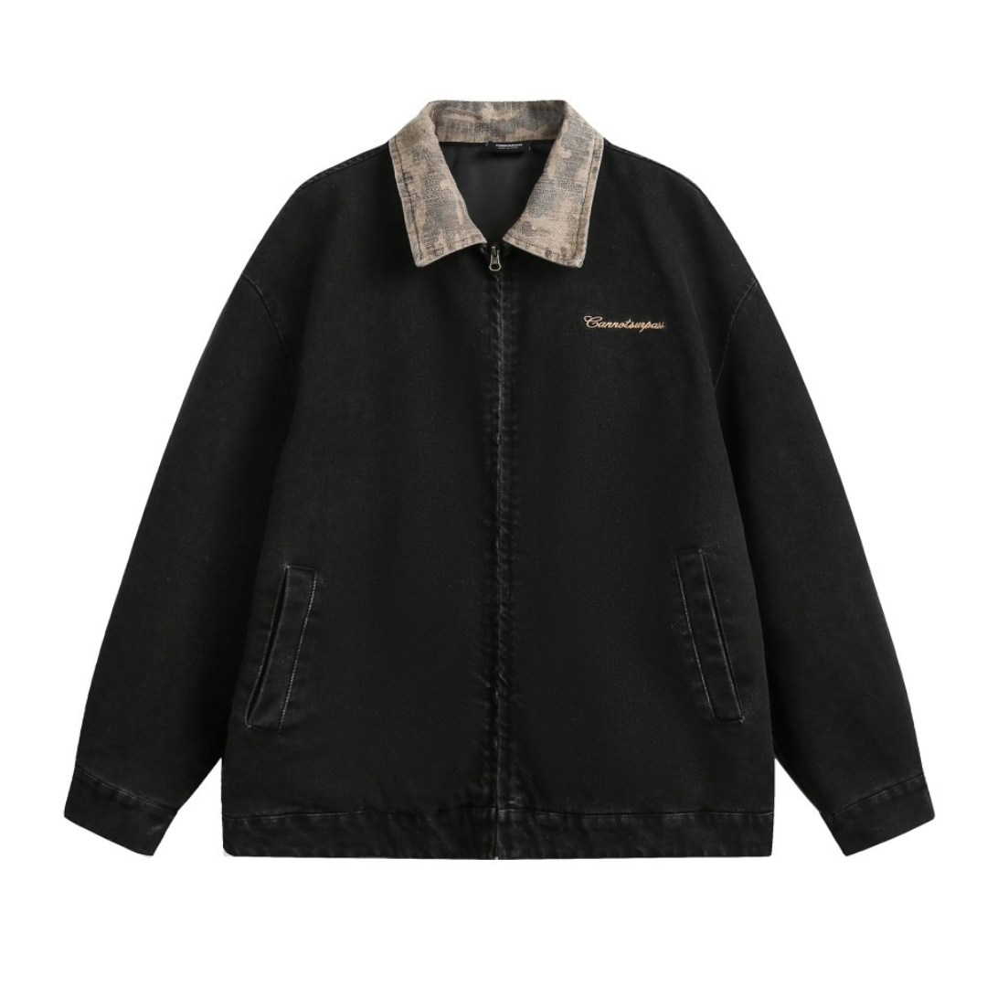 Camouflage color logo embroidered zip-up jacket N111