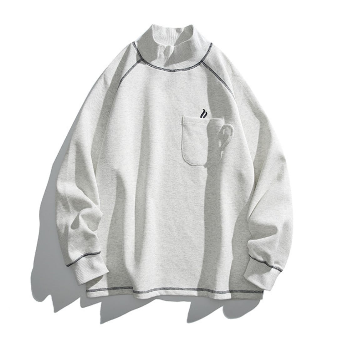 ヘビーウェイト ステッチ ハイネック長袖Tシャツ B933