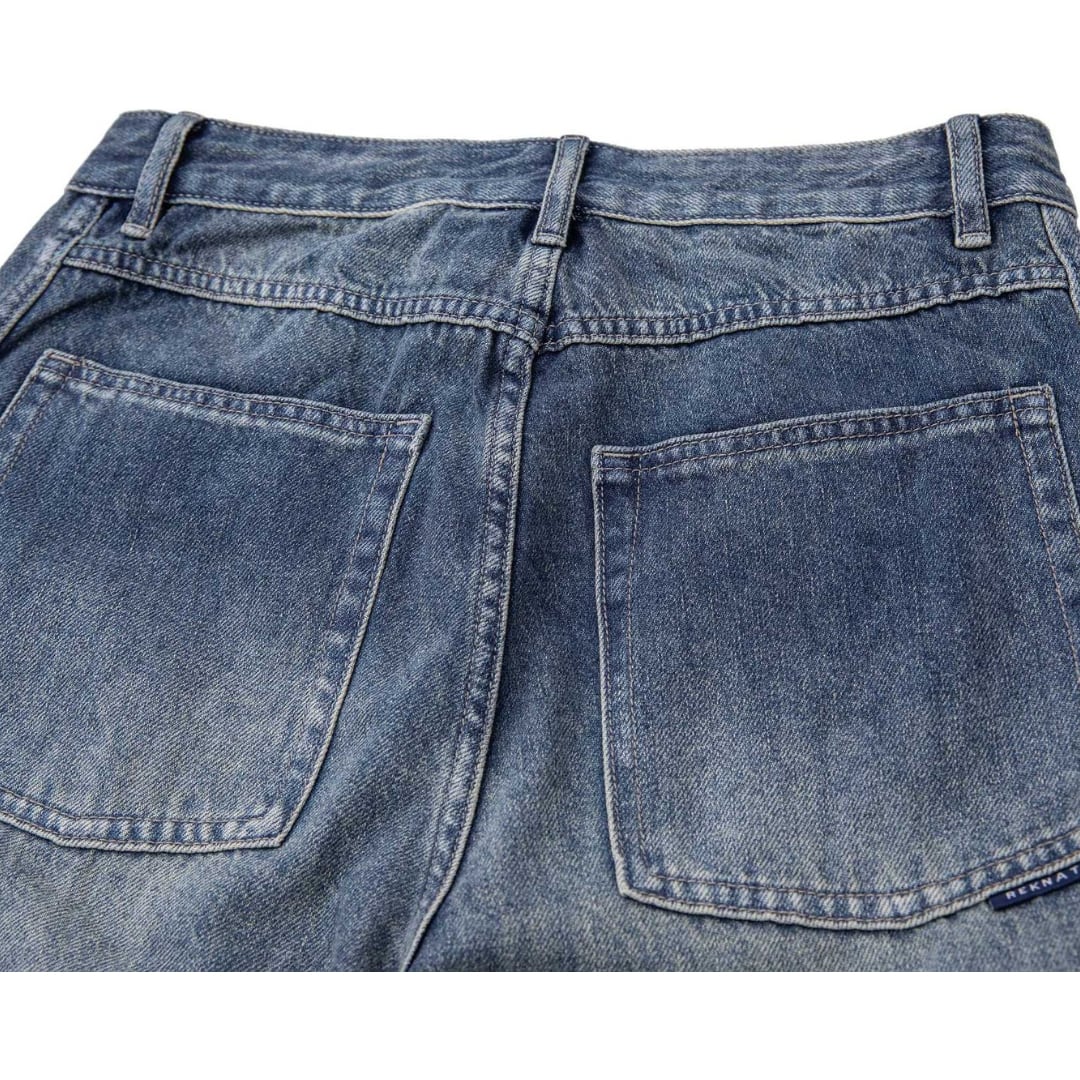 Vintageウォッシュ デニム ワイドパンツ C196
