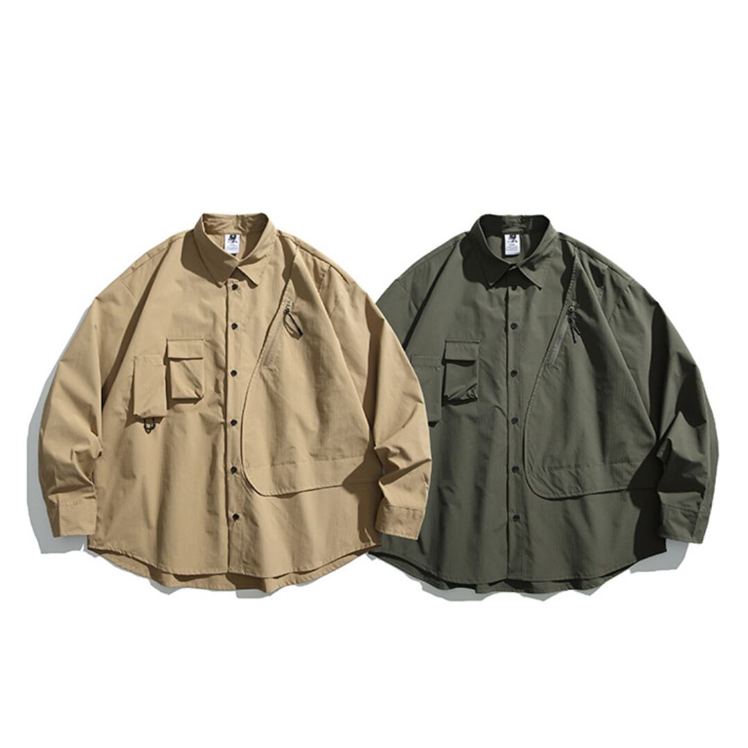 アシメトリー マルチポケット バックタックシャツ C297