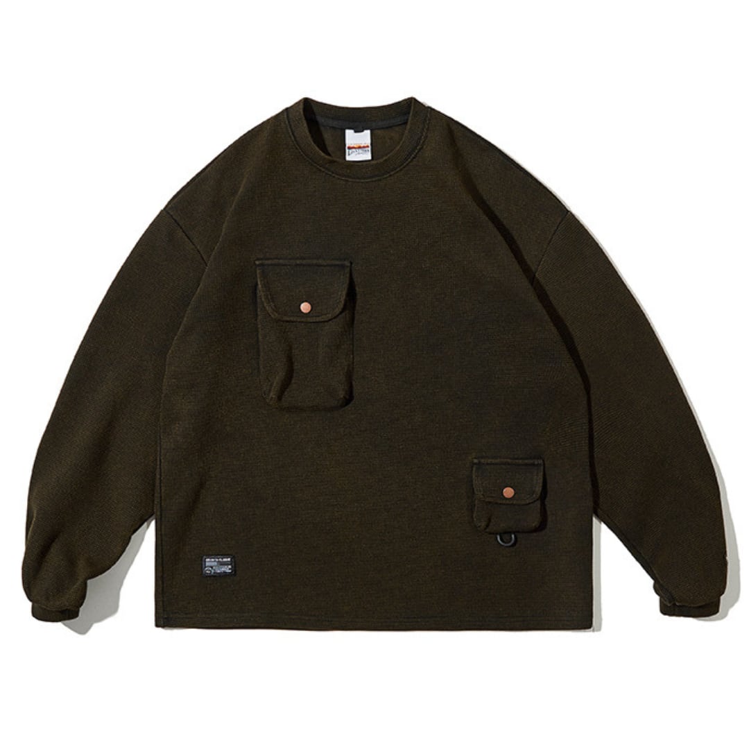 アシンメトリーポケット ワッフルTシャツ B799