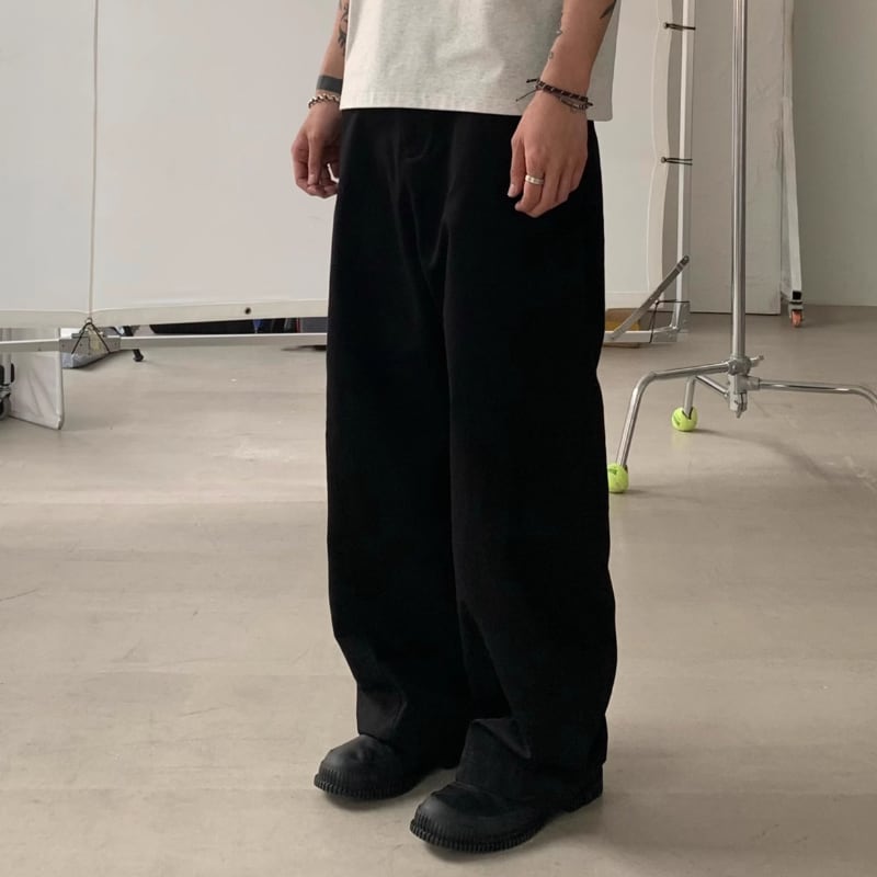 コンパクトツイル ワイドストレートパンツ B609