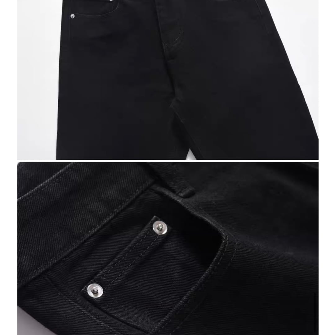 Black denim slim semi-flare pants C263