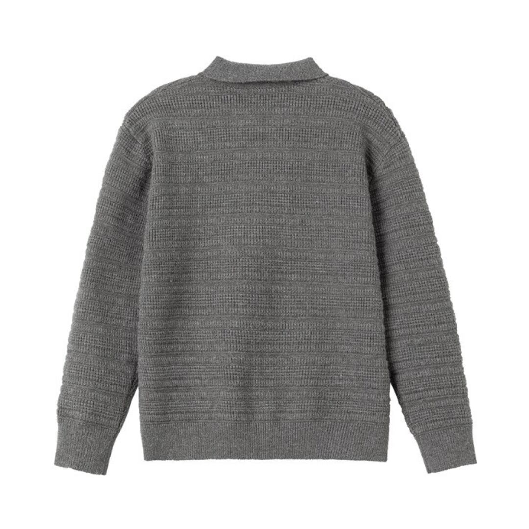 Jacquard knit shirt cardigan C040
