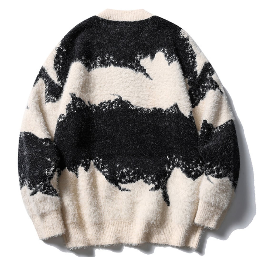 Shaggy knit paint-like cardigan C034