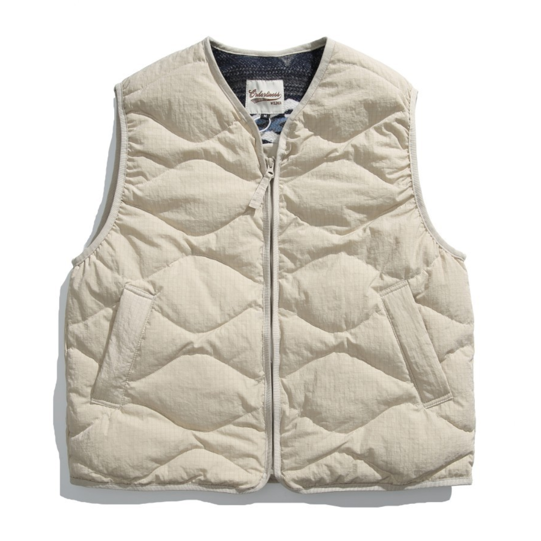 No-collar wave quilted vest N078
