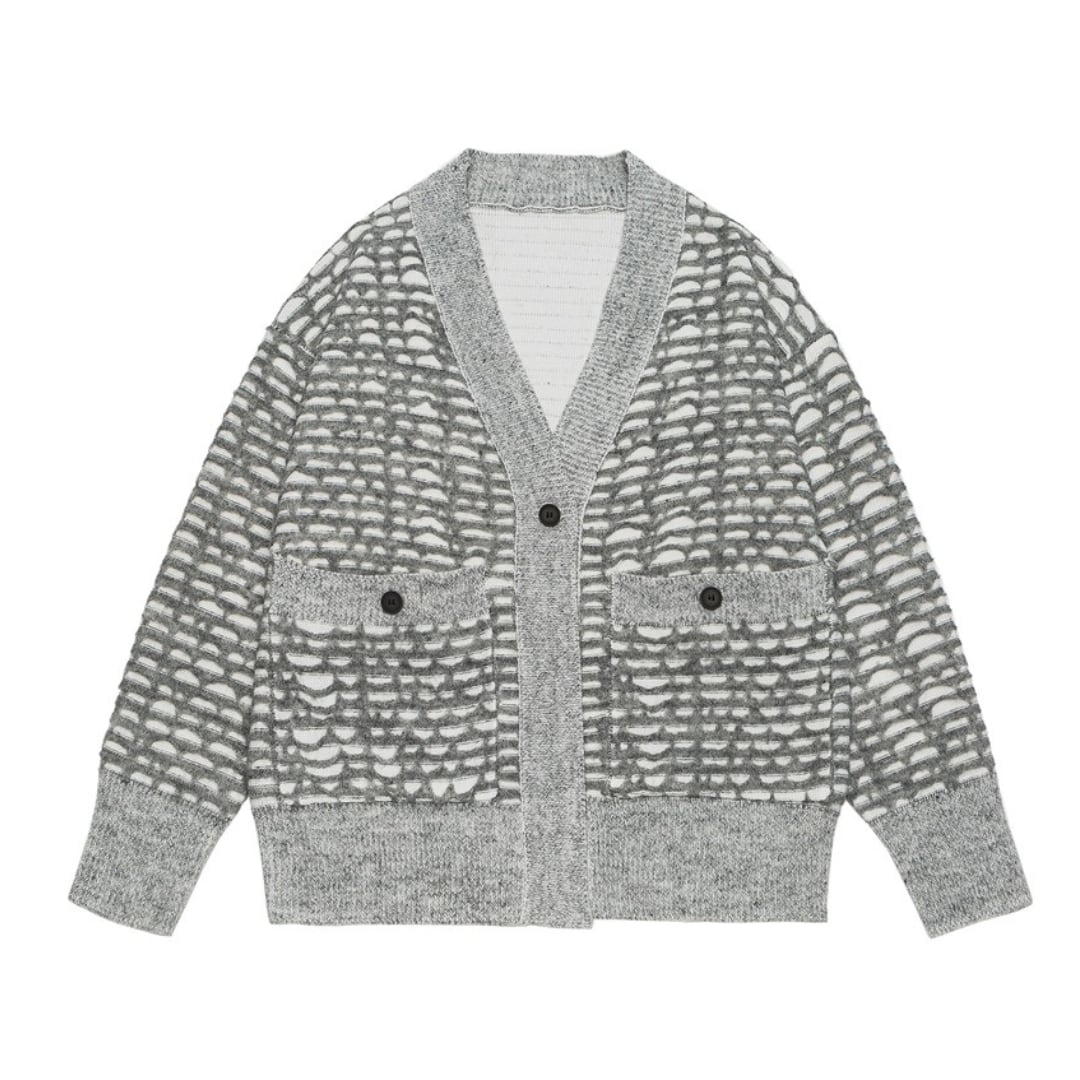 Jacquard knit cardigan C043