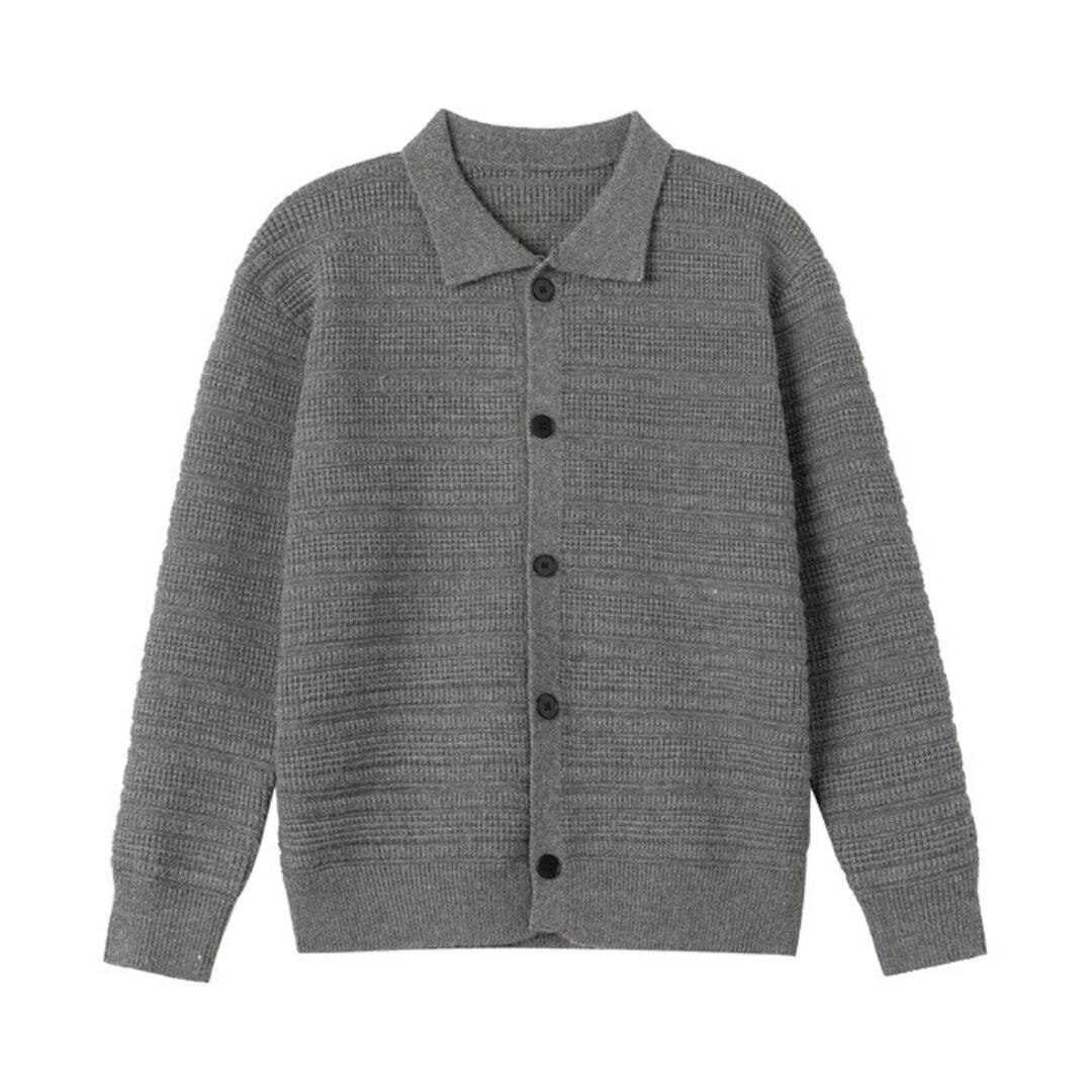 Jacquard knit shirt cardigan C040