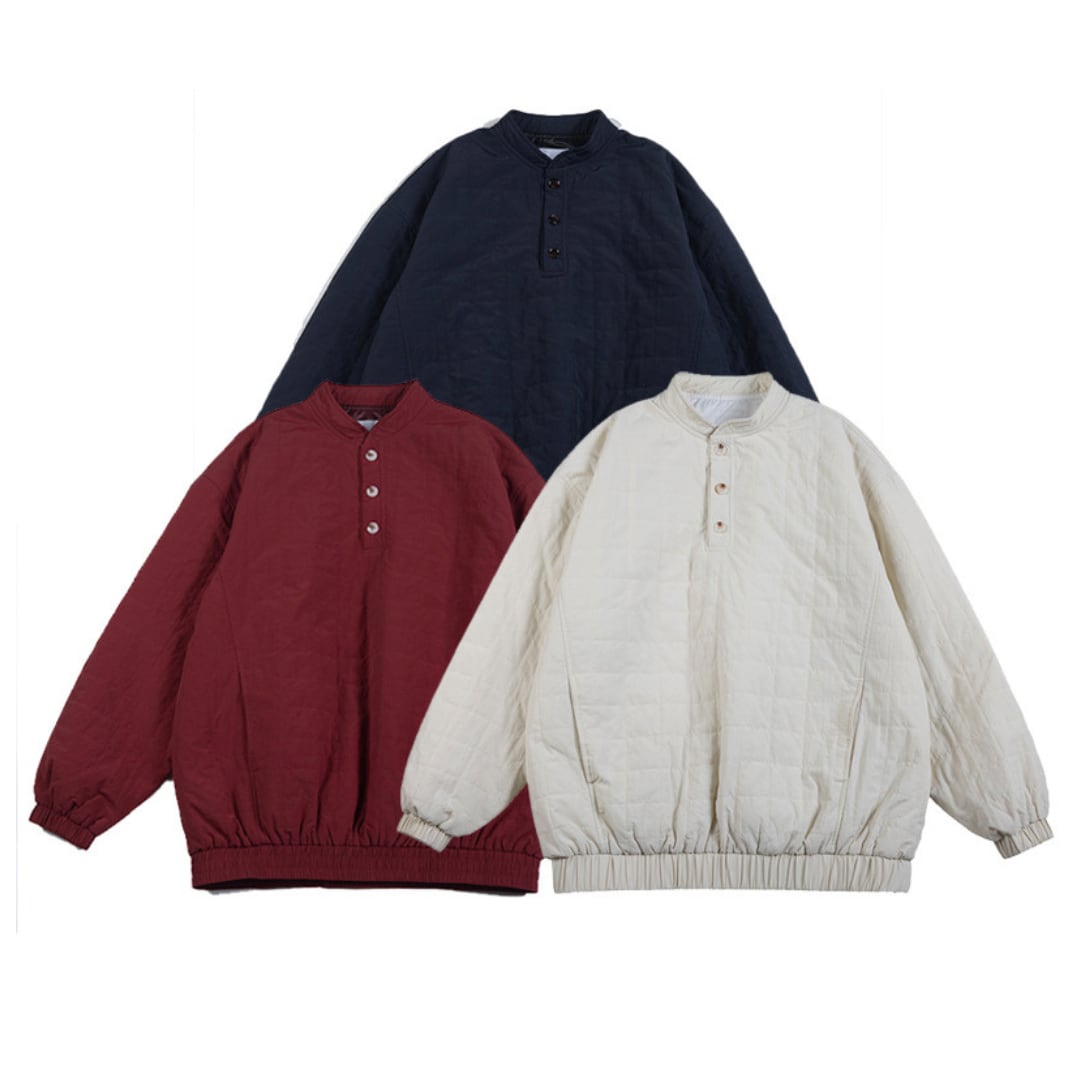 Half button quilted pullover C162