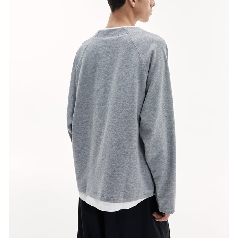 ワッフル ヘンリーネック 長袖Tシャツ B515