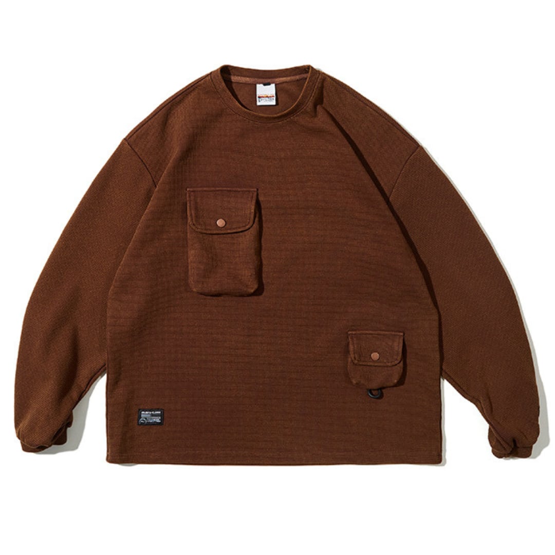 アシンメトリーポケット ワッフルTシャツ B799