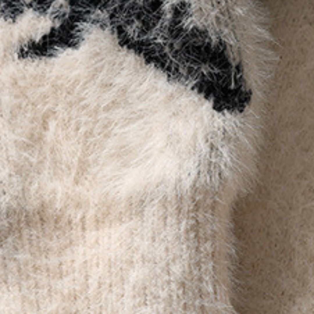 Shaggy knit paint-like cardigan C034