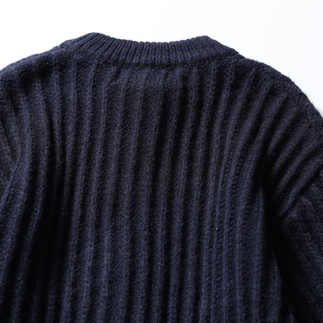 Ribbed crew neck cardigan B845