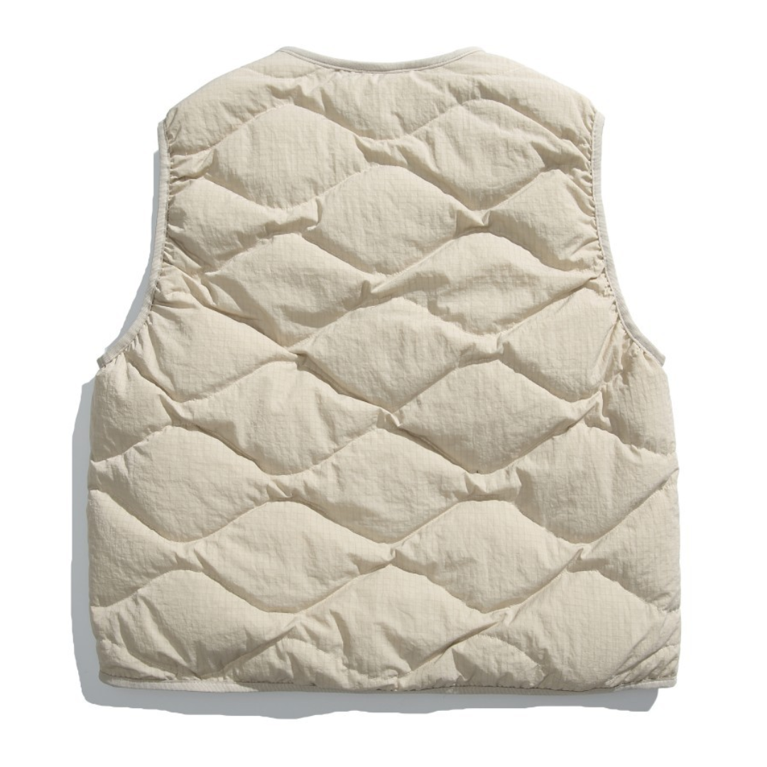 No-collar wave quilted vest N078