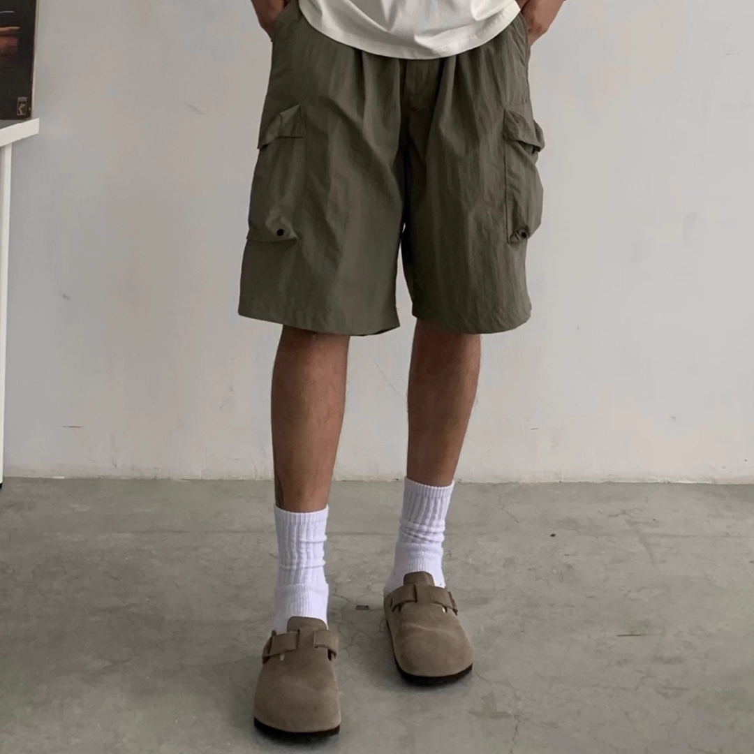リップストップ ナイロン ワイドショートパンツ N498
