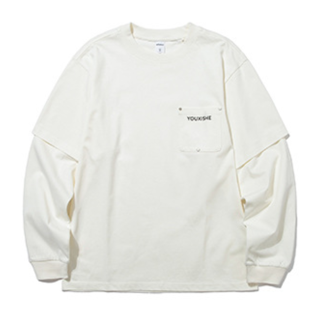 YOUXISHE フェイクレイヤード 長袖Tシャツ N033