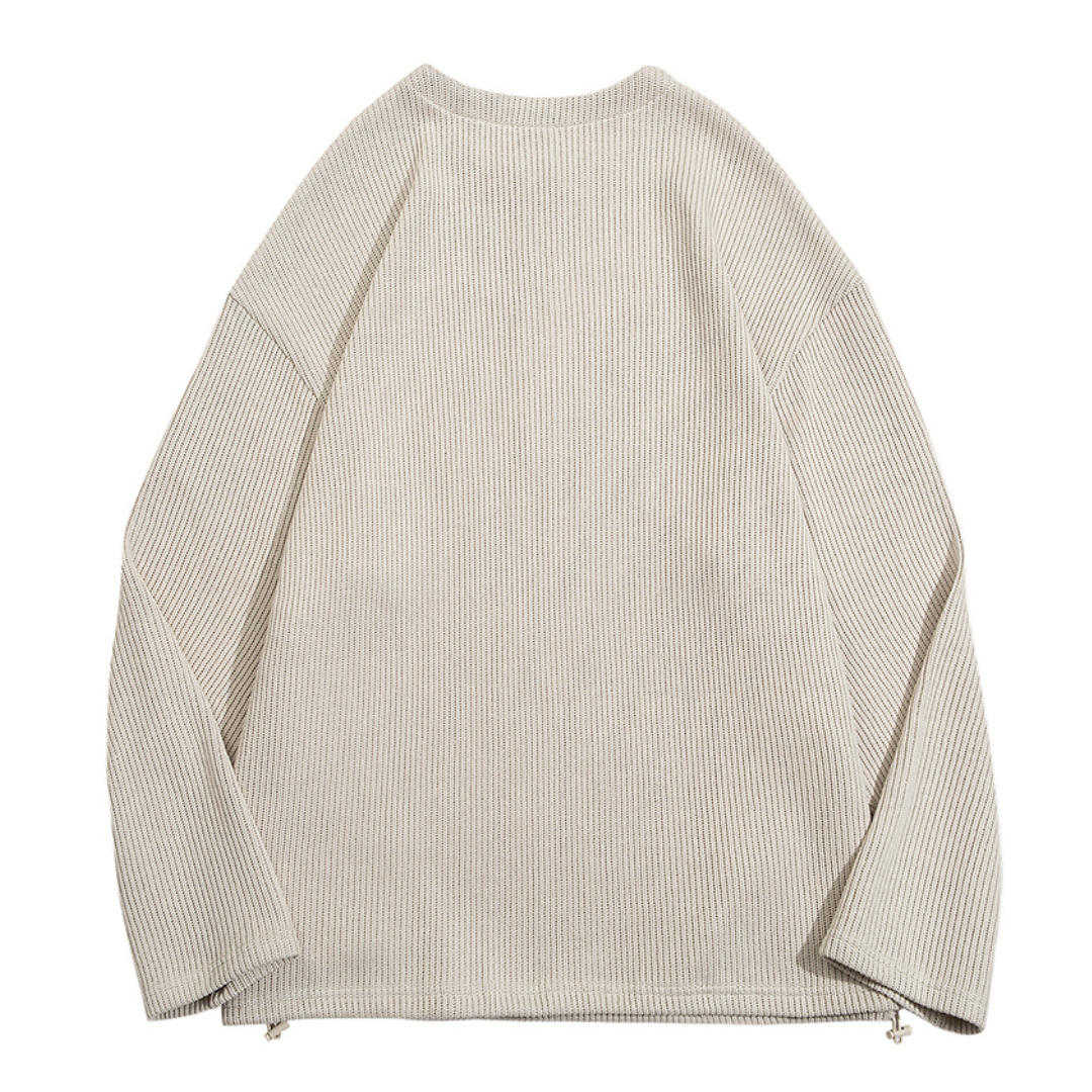 Rib knit half zip pullover N082