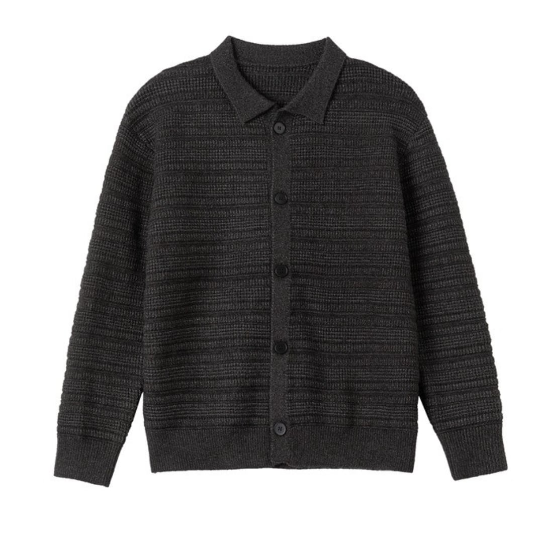 Jacquard knit shirt cardigan C040