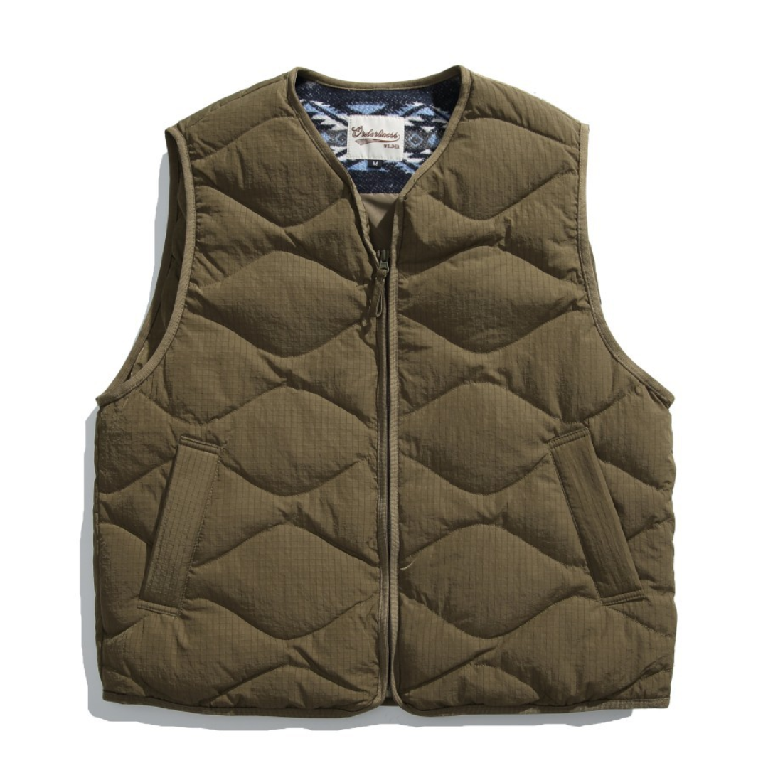 No-collar wave quilted vest N078