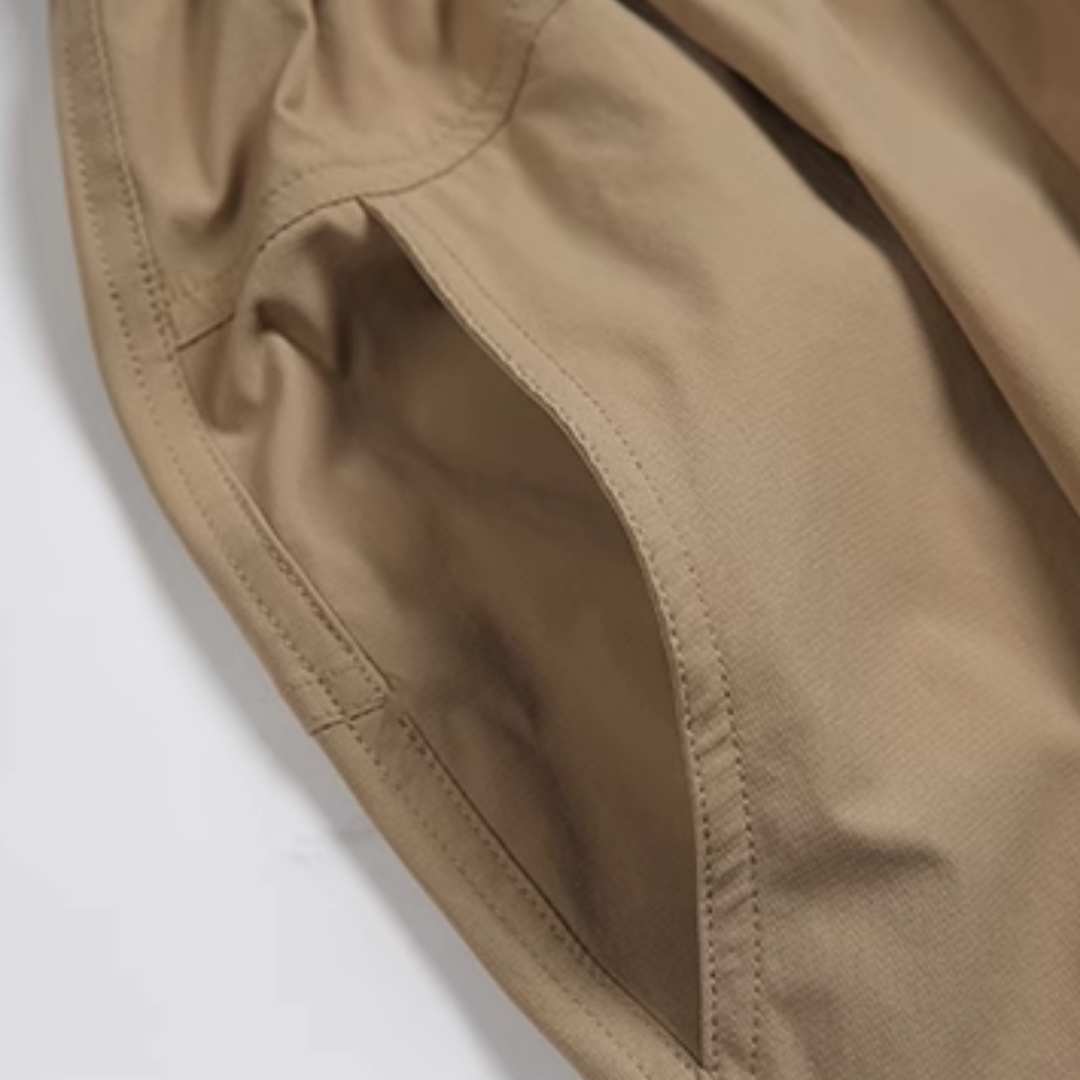 ストレッチナイロン ドローストリング タックワイドパンツ N270