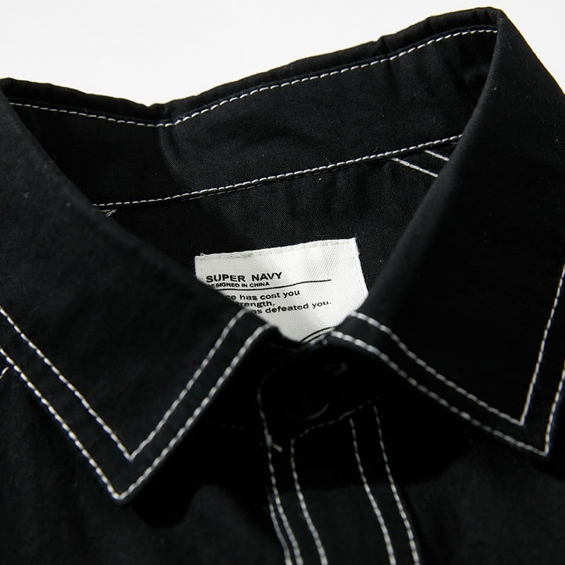 ステッチ デザイン 長袖シャツ B048