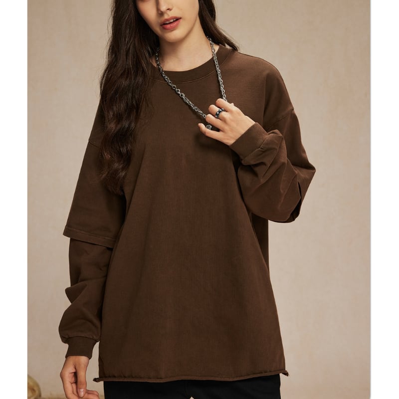 フェイクレイヤード オーバーダイTシャツ B540