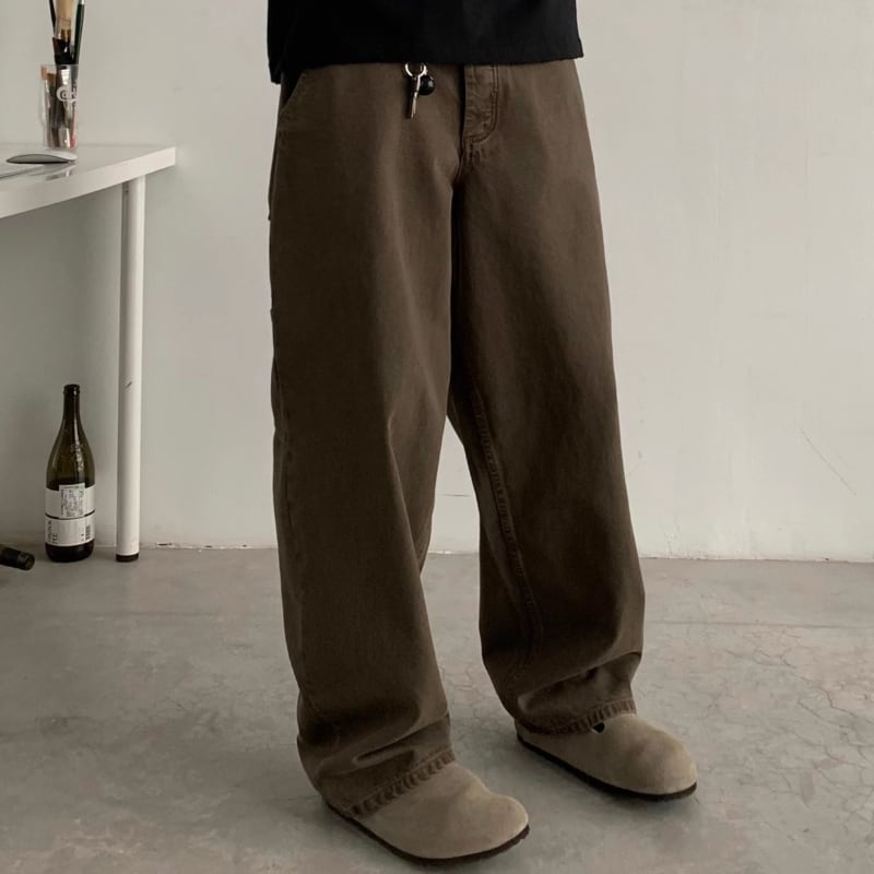 ウォッシュド ストレートワイドパンツ B608
