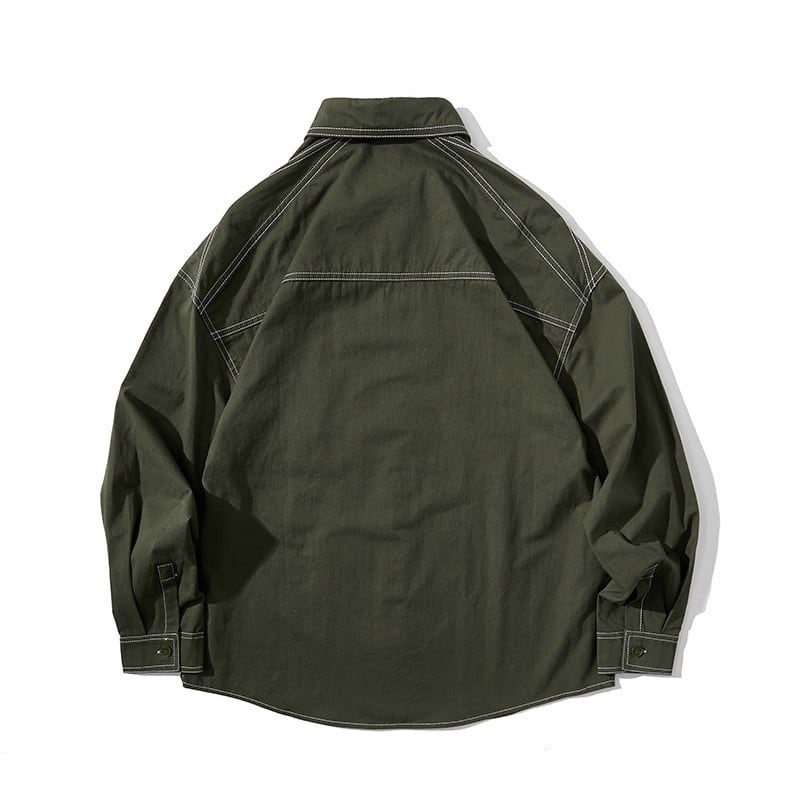 ステッチ デザイン 長袖シャツ B048