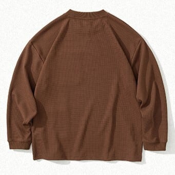 ポケット付き ヘビーワッフル長袖Tシャツ B759